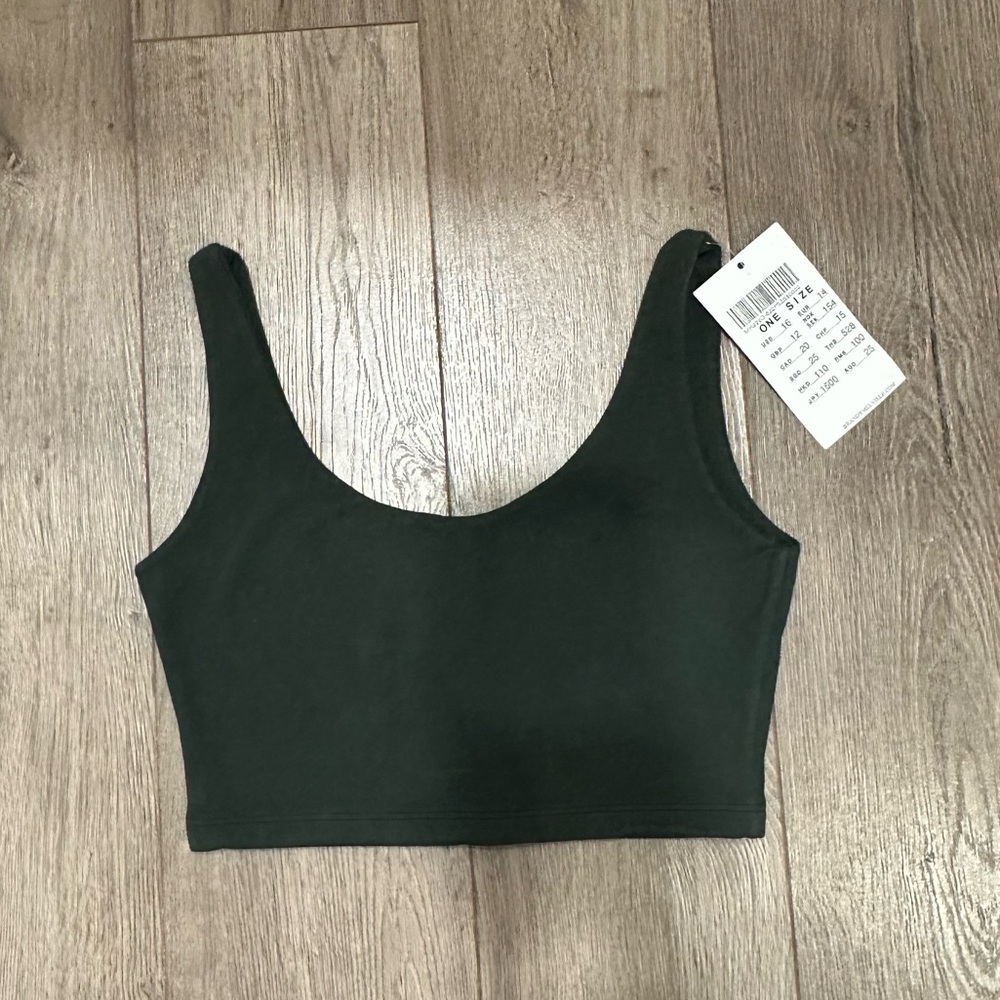 Brandy Melville Green Cropped Tank Top One Size NWT